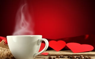 Картинка coffee, mug, cup, red, love, valentine