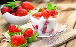Картинка strawberry, йогурт, berries, клубника, ягоды