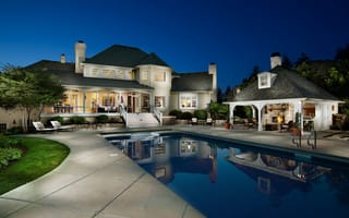 Картинка luxury home, night, pool