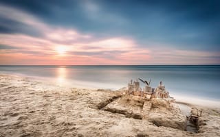 Картинка море, замок, песок