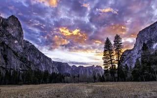 Картинка Yosemite Valley Sunset, Yosemite National Park, пейзаж