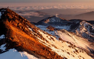 Картинка mount ngauruhoe, sunset, snow, mountain, cloud