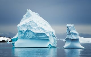 Картинка Антарктика, лёд, айсберг, небо, океан