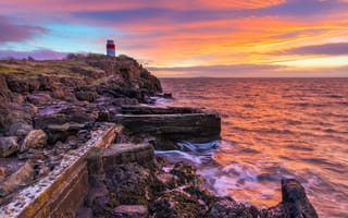 Картинка Aberdour Sunrise, Pink, Lighthouse