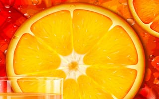 Картинка апельсин, стакан, кольцо, рисунок, вектор, сок, долька