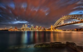 Картинка Сидней, ночь, мост, вечер, пролив