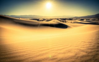 Обои солнце, пустыня, песок, пейзаж