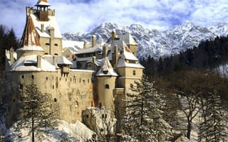 Картинка winter, снег, замок, castle, старинный, зима