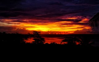 Картинка Индонезия, пейзаж, остров, небо, закат