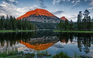 Обои Bald Mountain, лес, Utah, гора, Mirror Lake, озеро