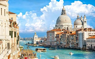 Картинка Венеция, корабль, канал, катер, Италия, дома