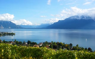 Картинка Швейцария, озеро, горы, пейзаж, природа