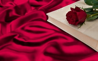 Картинка red, роза, rose, складки, silk, книга, шёлк, romantic