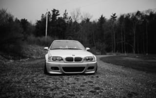 Картинка BMW, white, белый, M3, бмв, E46, черно-белое, м3