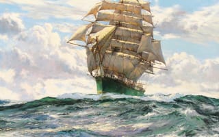 Картинка море, парусник, корабль, Монтагю Доусон, Montague Dawson