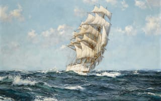 Картинка Montague Dawson, парусник, море, живопись, рисунок