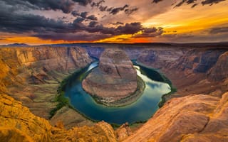 Картинка Horse shoe bend, каньон, colorado river, red dessert, природа, река, arizona