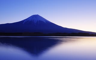 Картинка Япония, Фудзияма, озеро, утро, Фудзи, снег