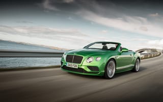 Обои 2015, Bentley, Continental, зеленый, GT, Convertible, континенталь, кабриолет, Speed, бентли