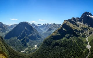 Картинка горы, Новая Зеландия, ущелье, Southland, панорама