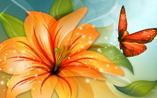 Обои коллаж, цветок, крылья, лепестки, бабочка