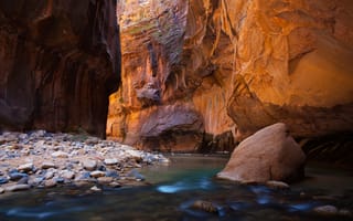 Картинка каньон, камни, река, ущелье, свет