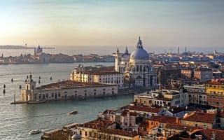 Картинка Италия, дома, водоканал, море, Венеция, лодки, дворец