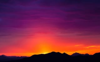 Картинка Tucson, силуэт, горы, небо, США, зарево, Аризона