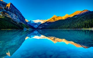 Картинка Lake Louise, горы, озеро, Канада, небо, закат, Альберта