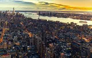 Обои Manhattan, панорама, небоскрёбы, Нью-Йорк, Манхэттен, здания, New York City