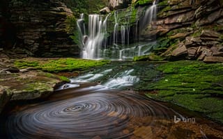 Картинка Blackwater Falls State Park, США, поток, Западная Вирджиния, вода, скала, водопад Элакала