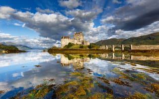 Картинка Dornie, горы, Шотландия, озеро, замок, мост