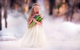 Картинка девочка, цветы