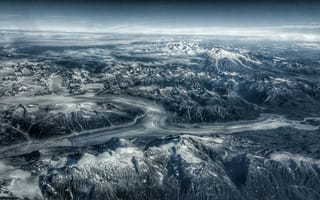Картинка Alaska, Clouds, Cloudscape, Sky, Lake, Black, Nature, Landscape, Mountains, Avaiation, Snow, Blue, Glacier, Snowcapped, Beauty, White, Usa