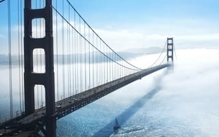 Обои Golden Gate Bridge, Мост, туман, пролив, Золотые Ворота, San Francisco, Сан-Франциско