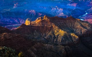 Картинка горы, каньон, закат, река