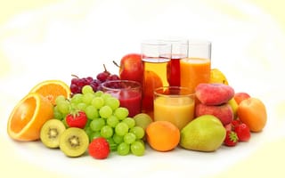 Картинка сок, oranges, апельсин, абрикос, strawberry, киви, груша, ягоды, grapes, клубника, виноград, juice, apricot, фрукты