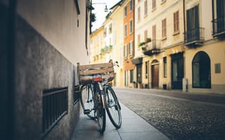 Картинка велосипед, улица, колеса