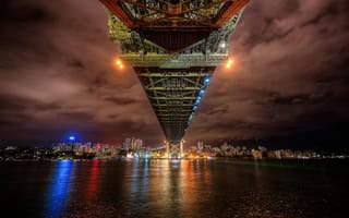 Картинка Австралия, мост, город, Сидней, ночь, огни