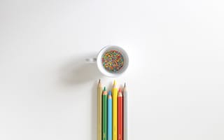 Картинка карандаш, тени, цветной карандаш, чашка