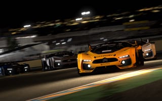 Картинка Gran Turismo 5, ночь, фары, citroen survolt concept, трек, гонка