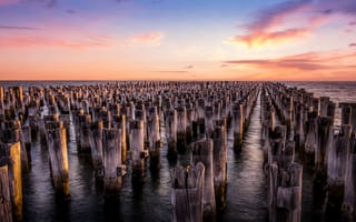 Картинка Princes Pier, Melbourne, закат