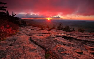 Картинка Северная Каролина, США, горы, лучи, природа, солнце, закат