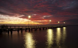 Картинка Australia, Sunrise, Wellingtonpoint, ocean, clouds, Queensland