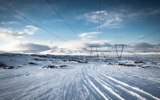 Картинка Iceland, снег, лэп, зима