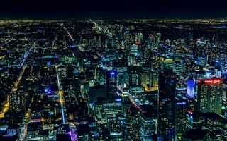 Картинка Toronto, Canada, ночь, огни, город, панорама, здания, небоскрёбы