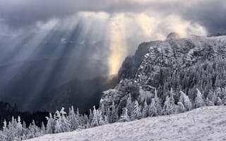 Картинка зима, небо, гора