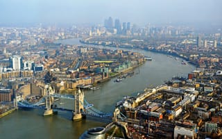 Картинка Англия, Тауэрский мост, Темза, мост, London, Лондон, Tower Bridge, панорама, река