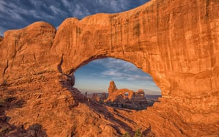 Картинка Arches National Park, арка, небо, США, Юта, скала, горы