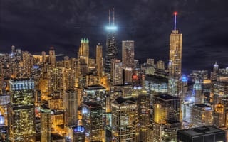 Картинка Чикаго, США, ночь, Иллиноис, дома, город